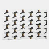 Jack Russell Hondenras Boho Floral Silhouette Theedoek (Horizontaal)