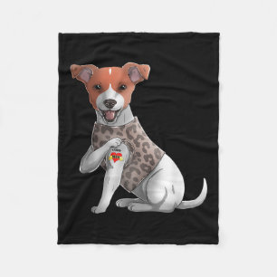 Jack Russell Ik Hou Mam Tattoo Dog Shirt Funny Mot Fleece Deken