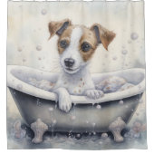 Jack Russell in badkuip Waterverf hondenkunst Douchegordijn (Voorkant)