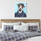 Jack Russell in Boater Canvas Afdruk (Insitu (Slaapkamer))