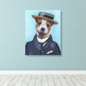 Jack Russell in Boater Canvas Afdruk (Insitu (Houten vloer))