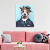 Jack Russell in Boater Canvas Afdruk (Insitu (Woonkamer))