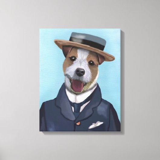 Jack Russell in Boater Canvas Afdruk (Voorkant)