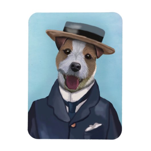 Jack Russell in Boater Magneet (Verticaal)