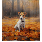 Jack Russell in de herfst laat Herfst inspireren Douchegordijn (Voorkant)