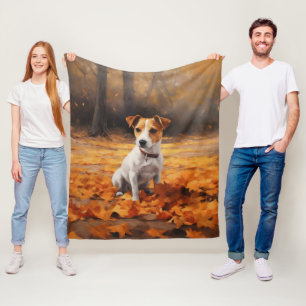 Jack Russell in de herfst laat Herfst inspireren Fleece Deken