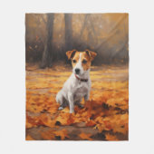 Jack Russell in de herfst laat Herfst inspireren Fleece Deken (Voorkant)