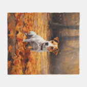 Jack Russell in de herfst laat Herfst inspireren Fleece Deken (Voorkant (Horizontaal))