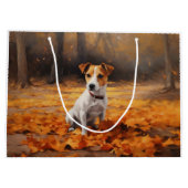 Jack Russell in de herfst laat Herfst inspireren Groot Cadeauzakje (Achterkant)