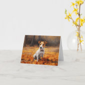 Jack Russell in de herfst laat Herfst inspireren Kaart (Gele Bloem)