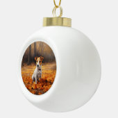 Jack Russell in de herfst laat Herfst inspireren Keramische Bal Ornament (Rechts)