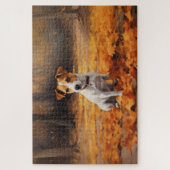 Jack Russell in de herfst laat Herfst inspireren Legpuzzel (Verticaal)