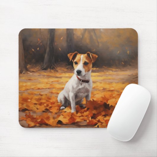 Jack Russell in de herfst laat Herfst inspireren Muismat (Met muis)