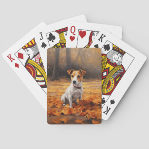 Jack Russell in de herfst laat Herfst inspireren Pokerkaarten
