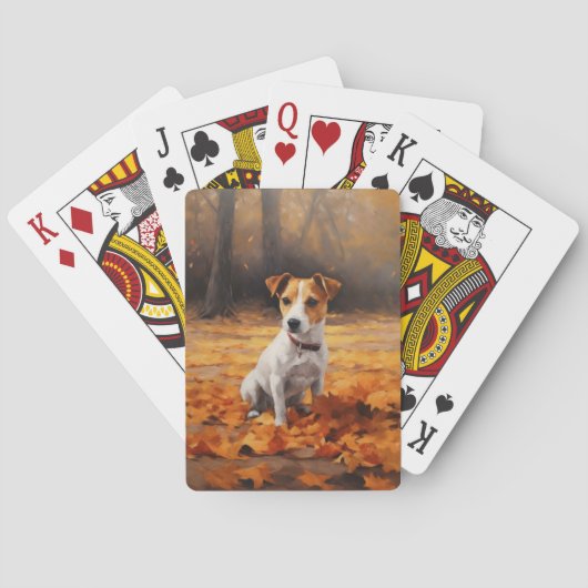 Jack Russell in de herfst laat Herfst inspireren Pokerkaarten (Achterkant)