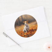 Jack Russell in de herfst laat Herfst inspireren Ronde Sticker (Envelop)