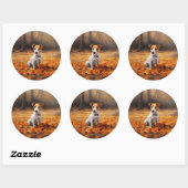 Jack Russell in de herfst laat Herfst inspireren Ronde Sticker (Vel)