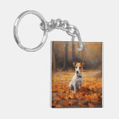 Jack Russell in de herfst laat Herfst inspireren Sleutelhanger (Voorkant Links)