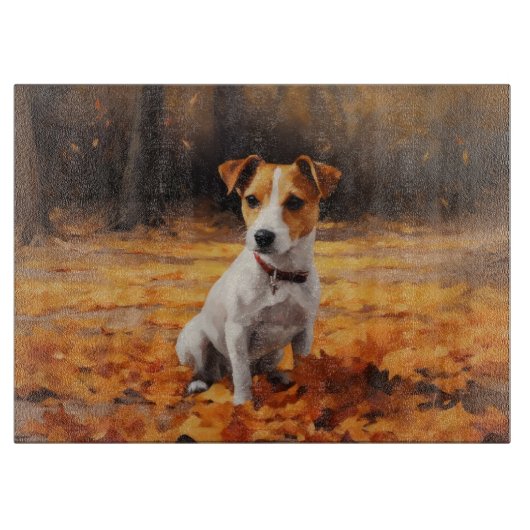 Jack Russell in de herfst laat Herfst inspireren Snijplank (Voorkant)