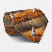 Jack Russell in de herfst laat Herfst inspireren Stropdas (Opgerold)