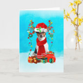 Jack Russell in de sneeuw met kerstcadeaus Kaart (Gele Bloem)