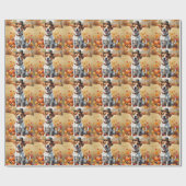 Jack Russell in herfstbladeren Thanksgiving kunst Cadeaupapier (Vlak)