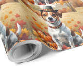 Jack Russell in herfstbladeren Thanksgiving kunst Cadeaupapier (Rol Hoek)