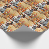 Jack Russell in herfstbladeren Thanksgiving kunst Cadeaupapier (Hoek)