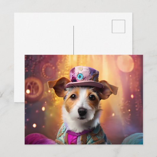 Jack Russell in kleurrijke kleding Briefkaart (Voorkant / Achterkant)