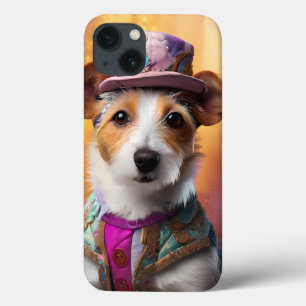 Jack Russell in kleurrijke kleding Case-Mate iPhone Case