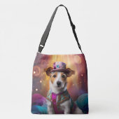 Jack Russell in kleurrijke kleding Crossbody Tas (Achterkant)