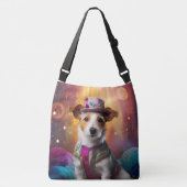 Jack Russell in kleurrijke kleding Crossbody Tas (Voorkant)