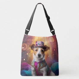 Jack Russell in kleurrijke kleding Crossbody Tas