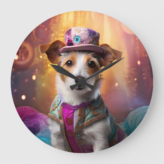 Jack Russell in kleurrijke kleding Grote Klok (Voorkant)