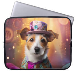 Jack Russell in kleurrijke kleding Laptop Sleeve