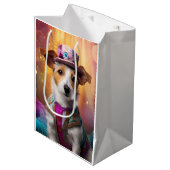 Jack Russell in kleurrijke kleding Medium Cadeauzakje (Voorkant Gekanteld)