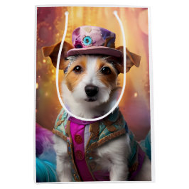 Jack Russell in kleurrijke kleding Medium Cadeauzakje