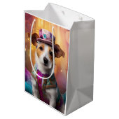 Jack Russell in kleurrijke kleding Medium Cadeauzakje (Achterkant Gekanteld)