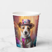 Jack Russell in kleurrijke kleding Papieren Bekers (Achterkant)