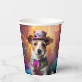 Jack Russell in kleurrijke kleding Papieren Bekers (Voorkant)