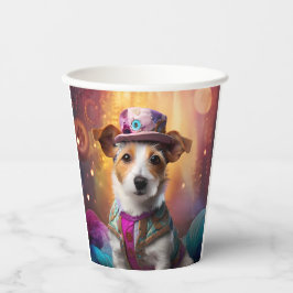 Jack Russell in kleurrijke kleding Papieren Bekers