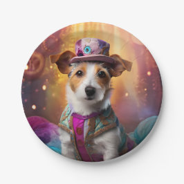 Jack Russell in kleurrijke kleding Papieren Bordje