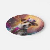 Jack Russell in kleurrijke kleding Papieren Bordje (Gekanteld)
