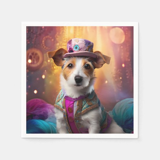 Jack Russell in kleurrijke kleding Servet (Voorkant)