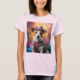 Jack Russell in kleurrijke kleding T-shirt