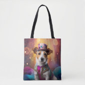 Jack Russell in kleurrijke kleding Tote Bag (Voorkant)
