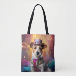 Jack Russell in kleurrijke kleding Tote Bag