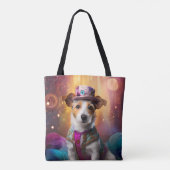 Jack Russell in kleurrijke kleding Tote Bag (Achterkant)