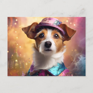 Jack Russell in levendig kostuum Briefkaart