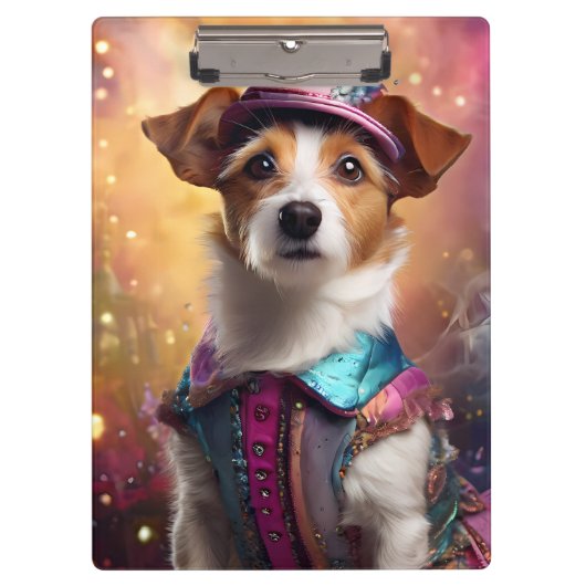 Jack Russell in levendig kostuum Klembord (Voorkant)